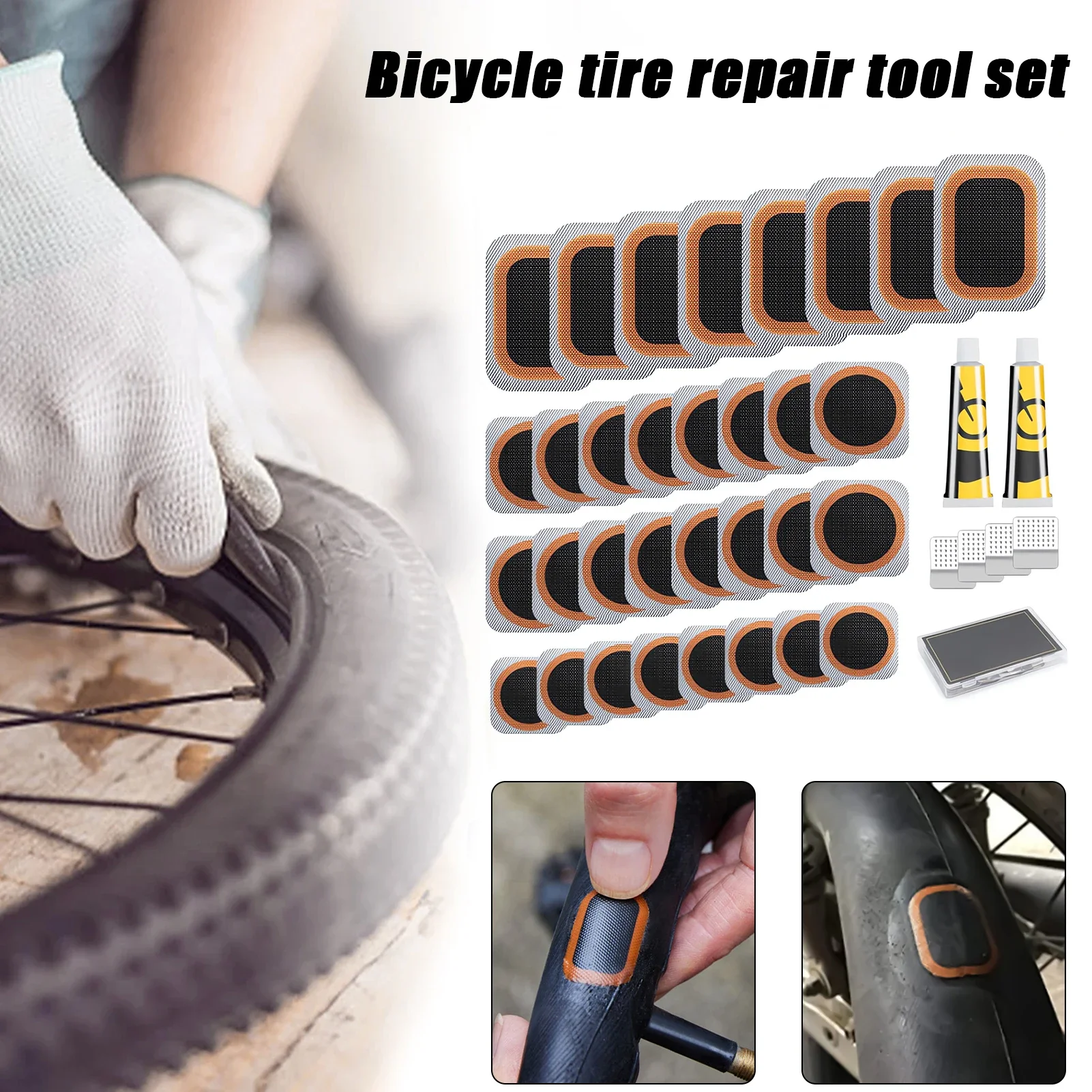 Bike Tube Repair Kit - 2026-ชุดซ่อมยางจักรยาน พกพาสะดวก พร้อมกล่องเก็บของแบบพกพา เหมาะสำหรับรถจักรยานยนต์ จักรยาน ยางในรั่ว