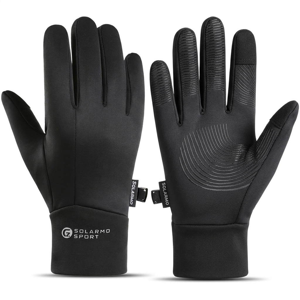 Cycling Gear Cold Weather - ถุงมือกีฬาฤดูหนาวสำหรับผู้ชาย, ถุงมือกันหนาวแบบสัมผัสหน้าจอและบุด้วยผ้าฟลีซ, ถุงมือสกีหิมะ อุปกรณ์ฤดูหนาว