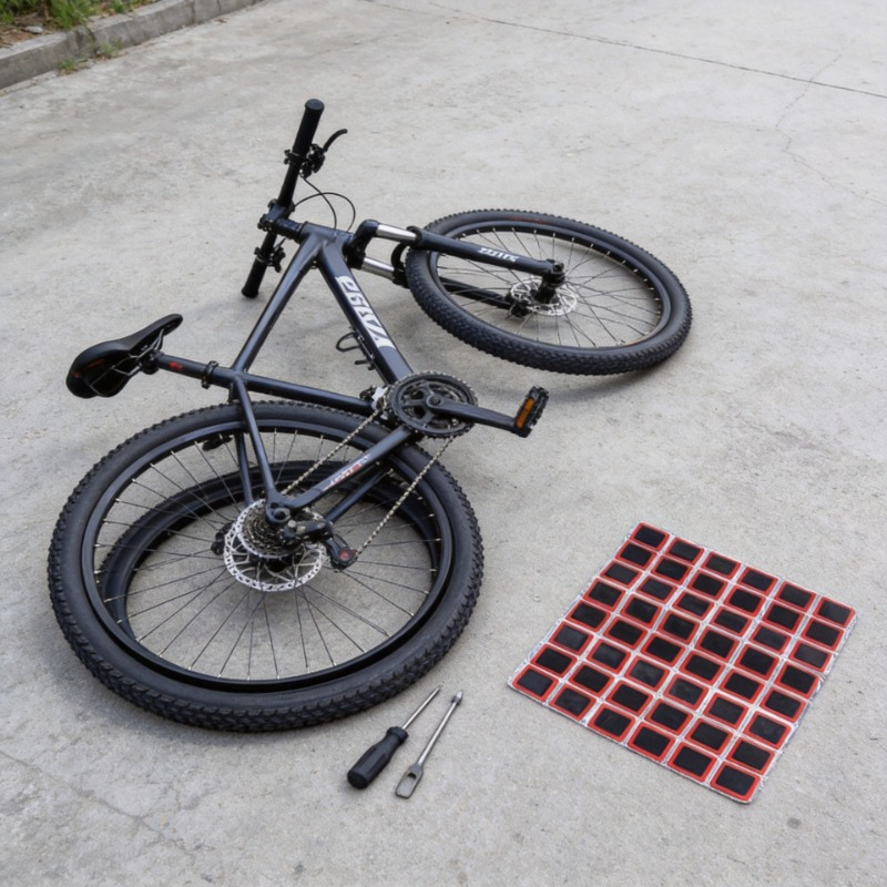 Bike Tube Repair Kit - แผ่นปะยางจักรยานขนาด 25 มม. ชุดซ่อมยางในจักรยานแบบไม่ใช้กาว อุปกรณ์ซ่อมยางในจักรยาน