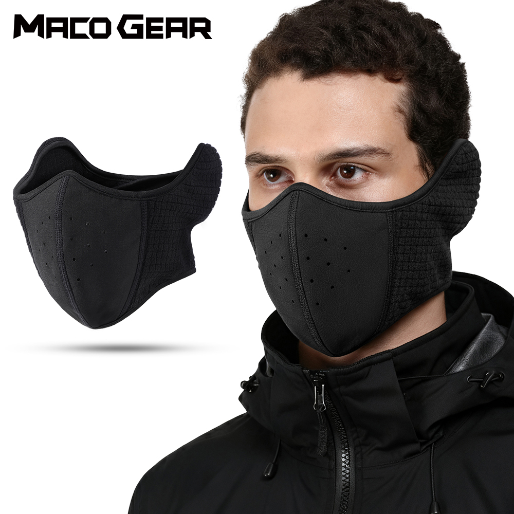 Cycling Gear Cold Weather - หน้ากากกันลมสำหรับขี่มอเตอร์ไซค์ ผ้าคลุมหน้าแบบครึ่งหน้า อุ่นสบาย ใช้สำหรับปั่นจักรยาน ขี่มอเตอร์ไซค์ เล่นสกี