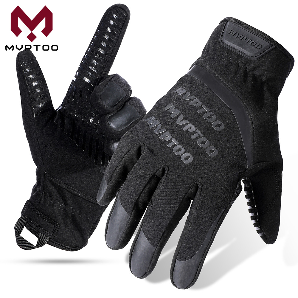 Cycling Gear Cold Weather - ถุงมือหน้าจอสัมผัสแบบกันความร้อนสำหรับฤดูหนาว ป้องกันลม กันน้ำ เหมาะสำหรับเล่นสกี กีฬา ปั่นจักรยาน