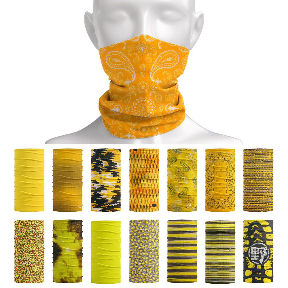 Yellow Cycling Gear - ผ้าพันคอเสื้อเกาะอกสำหรับผู้หญิงสีเหลืองผ้าพันหัวสำหรับใส่เล่นกีฬากลางแจ้งหน้ากากปิดหน้าสำหรับผู้ชาย