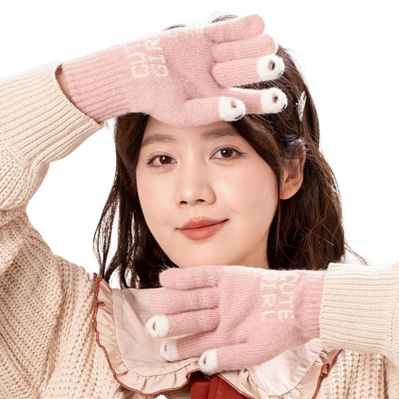 Cycling Gear Cold Weather - ถุงมืออุ่นสําหรับผู้หญิงถุงมือยืดหยุ่นพร้อมหน้าจอสัมผัสนิ้วมือเย็นสภาพอากาศเกียร์ Anti-SLIP ถุงมือความร้อนมือร้อน