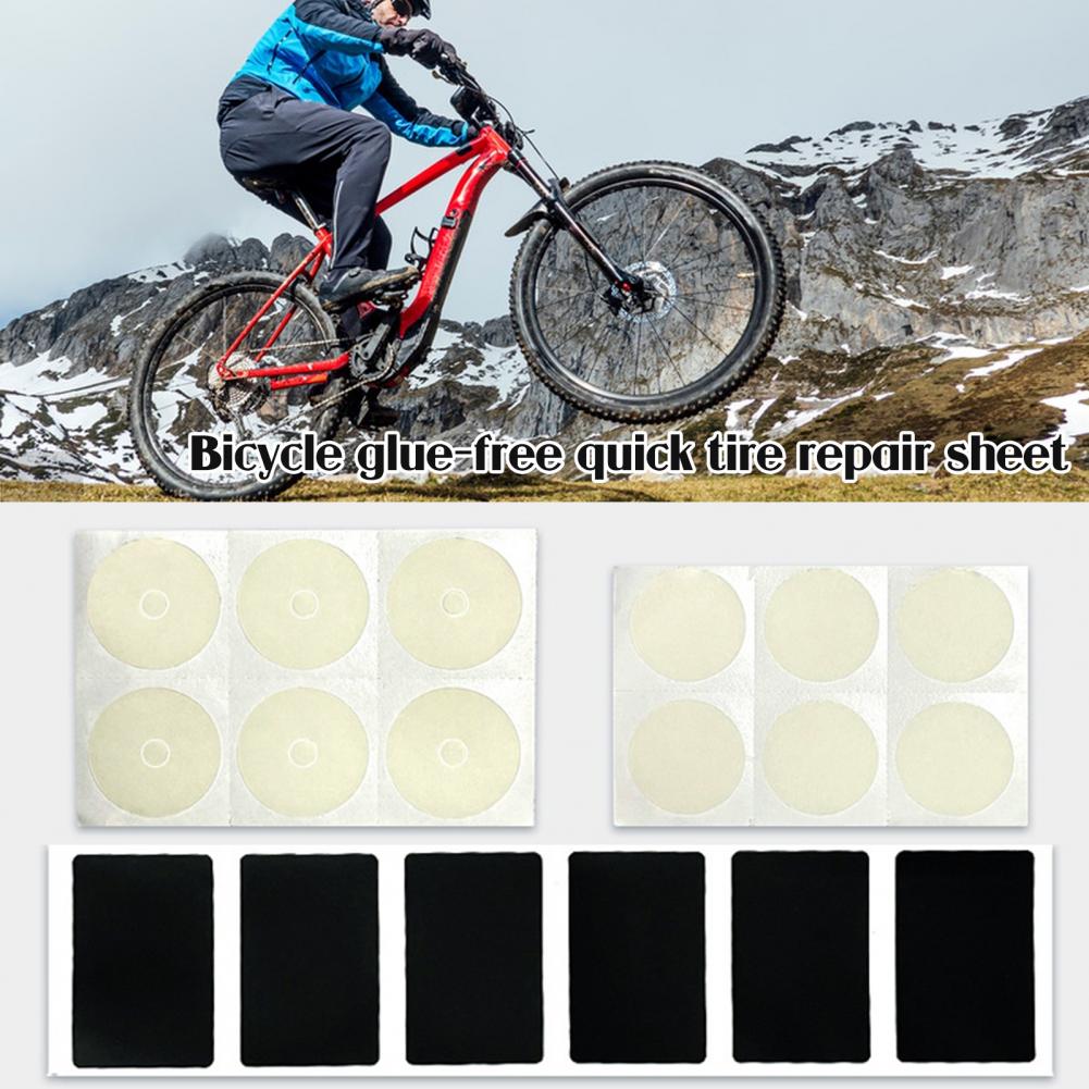 Bike Tube Repair Kit - แผ่นปะยางจักรยาน MTB 6 ชิ้น ชุดแผ่นปะยางจักรยานแบบไม่ต้องใช้กาว ชุดปะยางสำหรับจักรยานเสือภูเขาและจักรยานถนน