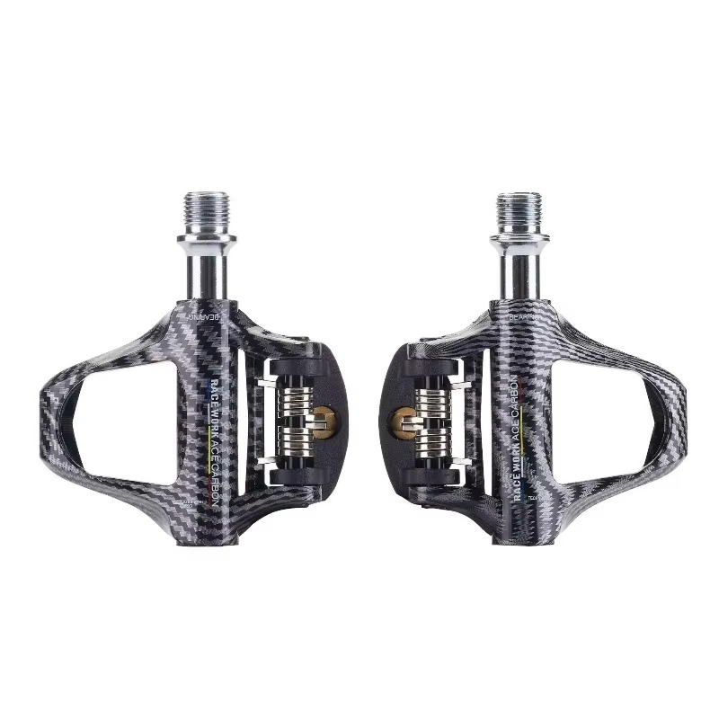 Mtb Pedals - แป้นเหยียบคาร์บอนไฟเบอร์น้ำหนักเบา พร้อมตัวล็อค ใช้ได้กับจักรยานเสือหมอบและอุปกรณ์สำหรับจักรยานเสือภูเขาและการปั่นจักรยาน