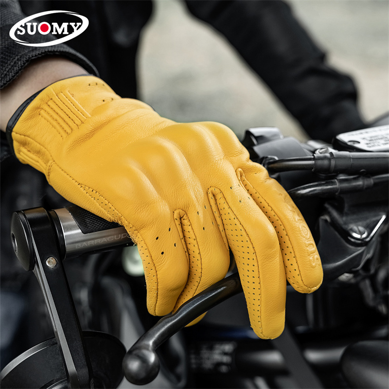 ถุงมือมอเตอร์ไซค์หนังแกะ ระบาย - Yellow Cycling Gear บทวิจารณ์และราคา