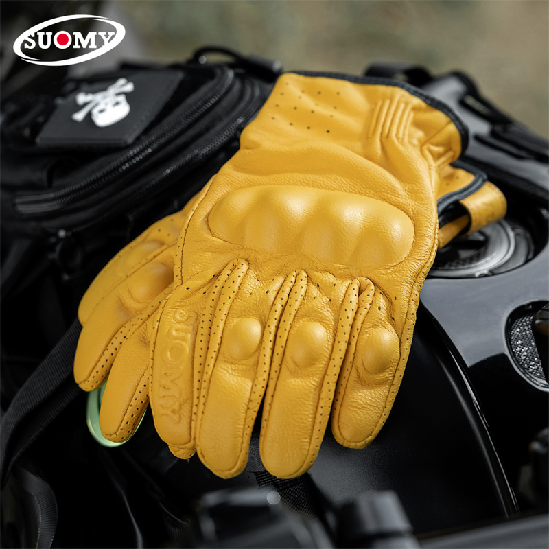 ถุงมือมอเตอร์ไซค์หนังแกะ ระบาย - Yellow Cycling Gear บทวิจารณ์และราคา