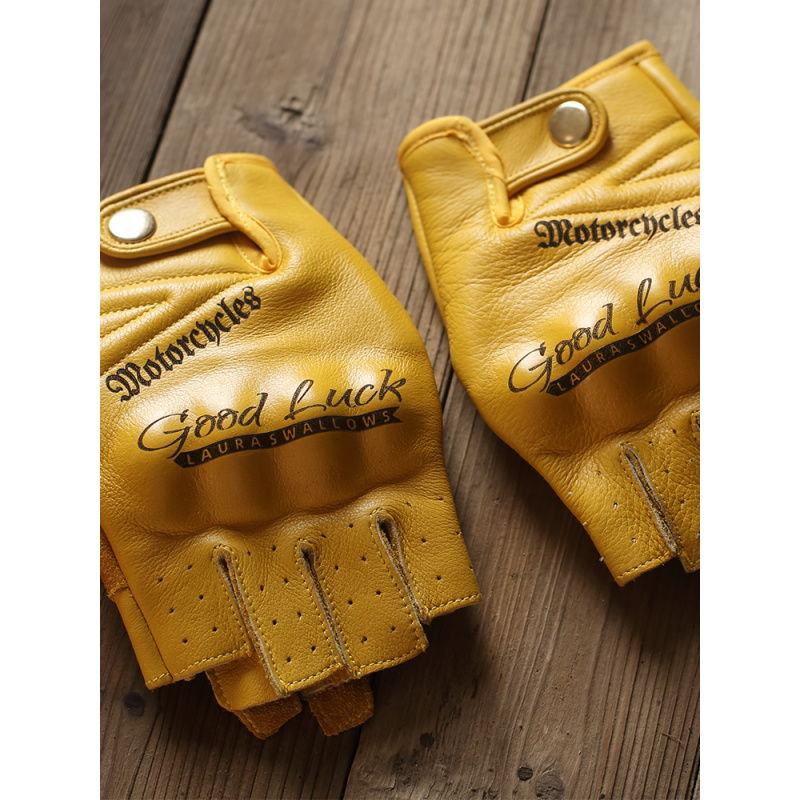ถุงมือขี่มอเตอร์ไซค์หนังวัวสีเ - Yellow Cycling Gear บทวิจารณ์และราคา